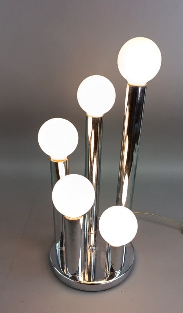 MCM Style Chrome 5 Light Table Lamp (1 of 4)