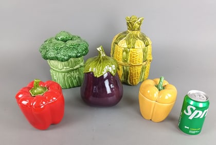 Grouping of 5 Vegetable Cookie Jars