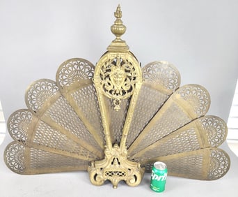 French Style Brass Peacock Fire Screen