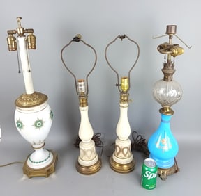 Group of Four Glass Lamps