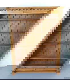 Pine Open Bookcase with Dental Molding.