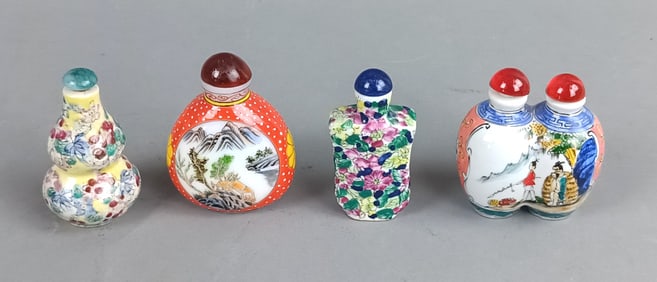 Group of Four Asian Snuff Bottles