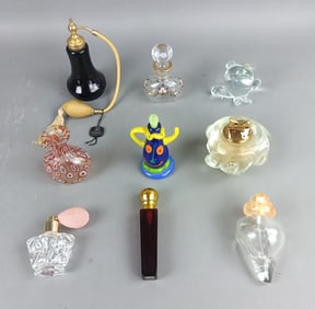 Group of  Nine Perfume Bottles and Other Articles