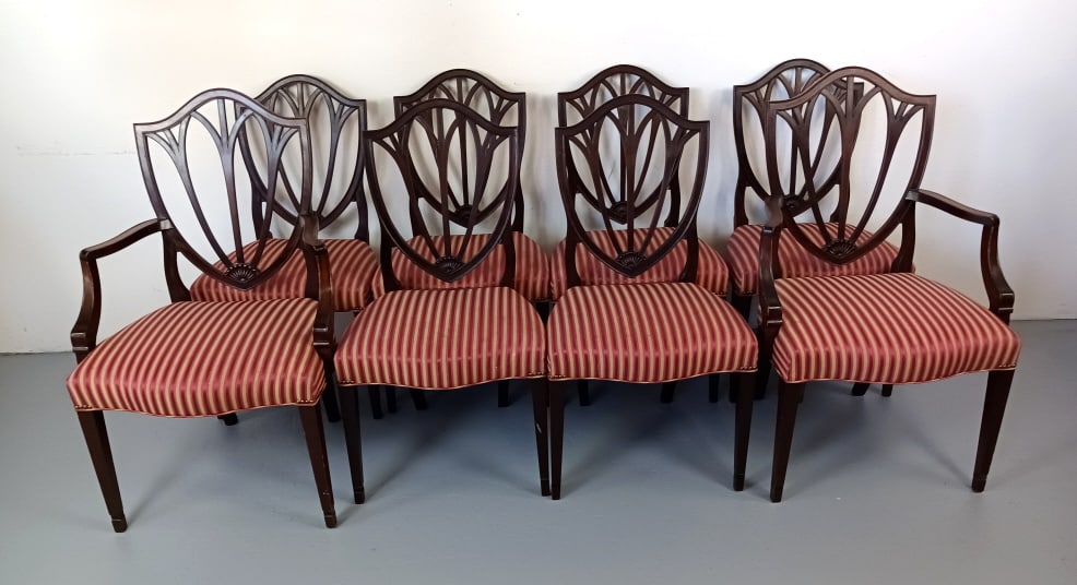 Set of 8 Mahogany Shield Back Dining Chairs (1 of 8)