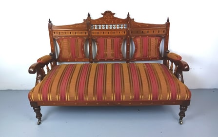 19th C. Rosewood & Inlaid Settee