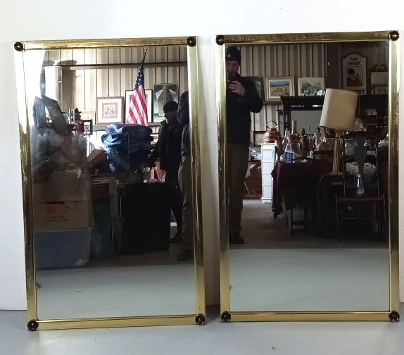 Pair of MCM Brass Mirrors (1 of 4)