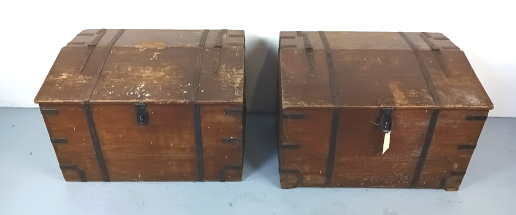 Pair of Indian Hardwood Elephant Trunks: Pair of Indian Hardwood Elephant Trunks. 24 1/2"h x 36 3/4"w x 25"d Condition: Overall wear and loss of finish.