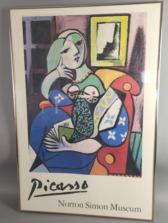 Pablo Picasso "Woman with a Book" Poster: Pablo Picasso "Woman With a Book" Poster. 34 1/4"h x 23 1/4"w Condition: Good