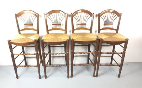 Set of 4 Rush Seat Bar Stools