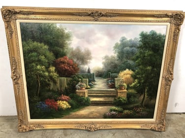 Garden Path Painting Signed P. Dennison