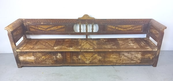 19th C. European Painted Bench