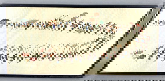 Chinese Parade Procession Painting on Silk