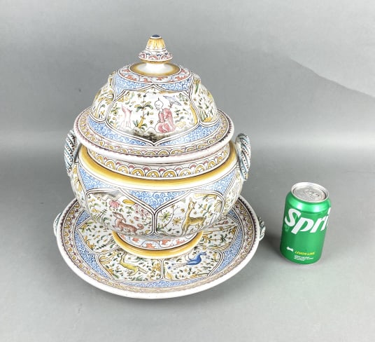 Floral & Animal Decorated Pottery Tureen (1 of 5)