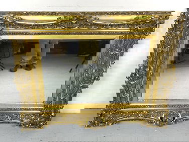 Ornate Gilt & Gesso Beveled Glass Mirror