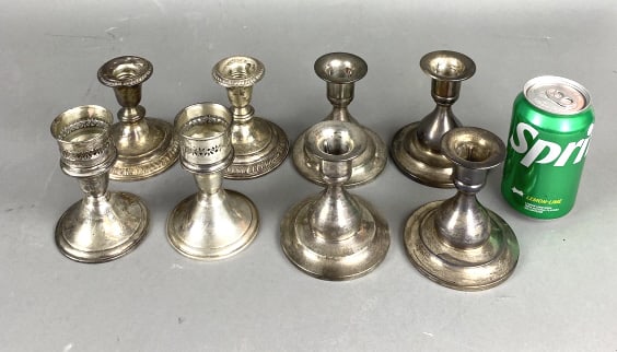 Group of 8 Sterling Silver Weighted Candlesticks (1 of 5)