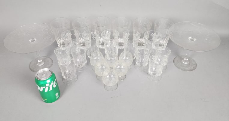 Etched Glass Lot Mixed Patterns (1 of 12)