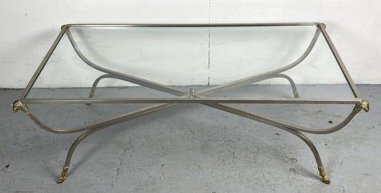 Neoclassical Style Steel & Brass Low Table