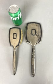 Art Deco Sterling Silver Brush & Mirror