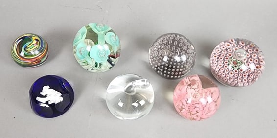 7 Paperweights including Baccarat