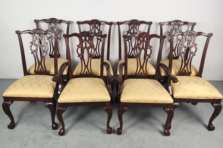 Set of 8 Mahogany Ethan Allen Dining Room Chairs (1 of 6)
