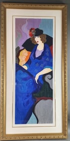 Itzchak Tarkay Woman in Blue Dress Serigraph