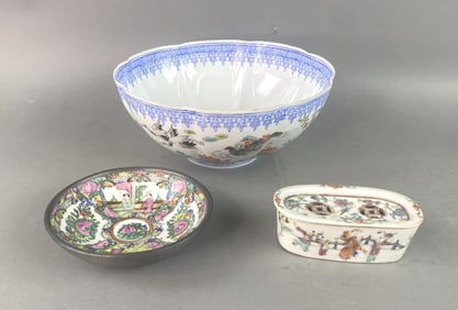 Famille Rose Eggshell Bird & Flower Bowl & Others