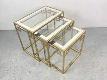 MCM Style Brass and Glass Nesting Tables