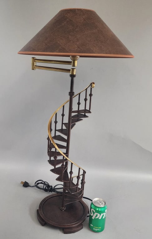 Brass & Bronze Patina Spiral Staircase Lamp (1 of 4)