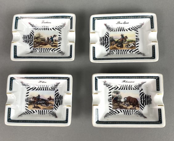 4 Hermes Mini Porcelain Ashtrays Trinket Trays (1 of 8)