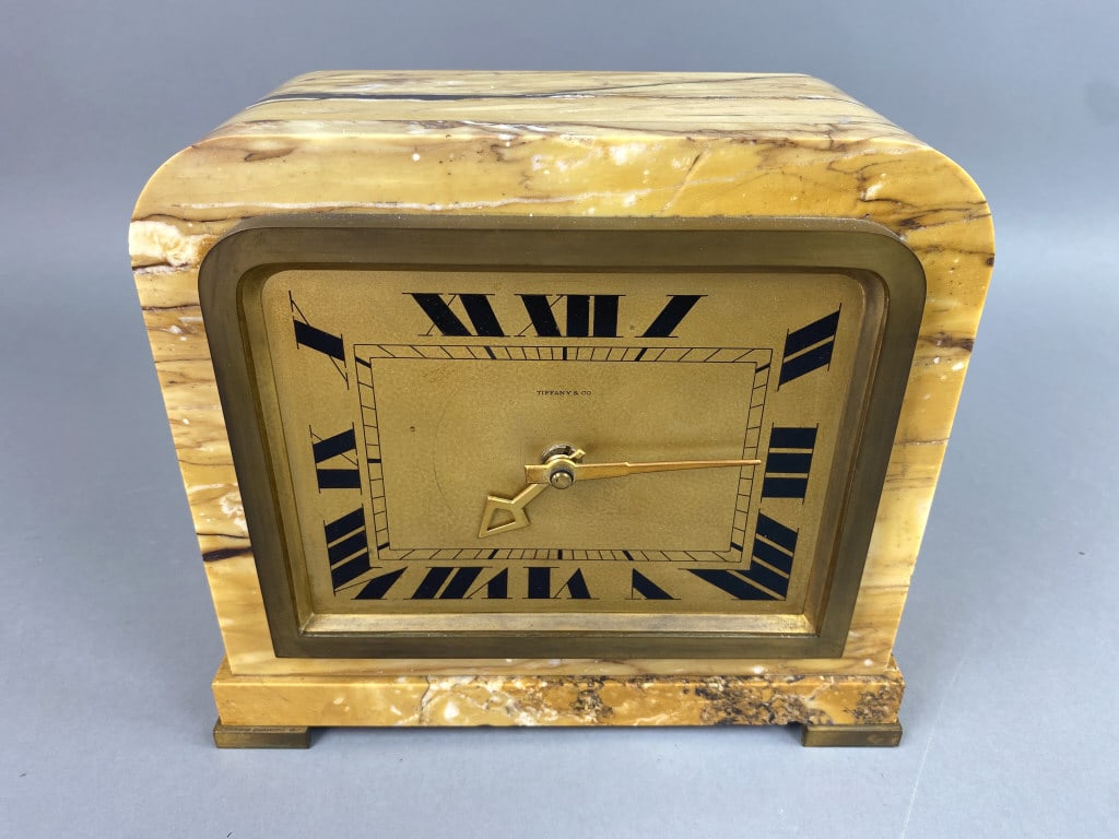Tiffany Art Deco Marble & Bronze Mantle Clock (1 of 6)