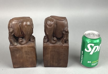 Pair of Ceramic Elephant Bookends
