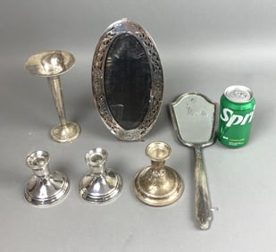 Sterling Silver Frame Mirror & Weighted Articles