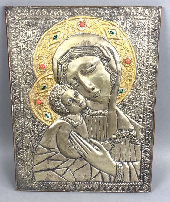 Madonna & Child Icon: Madonna & Child Icon. 8 1/2"h x 11 3/4"w Condition: Needs cleaning.