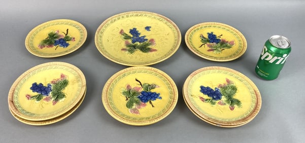 Set of Nine German Art Pottery Plates