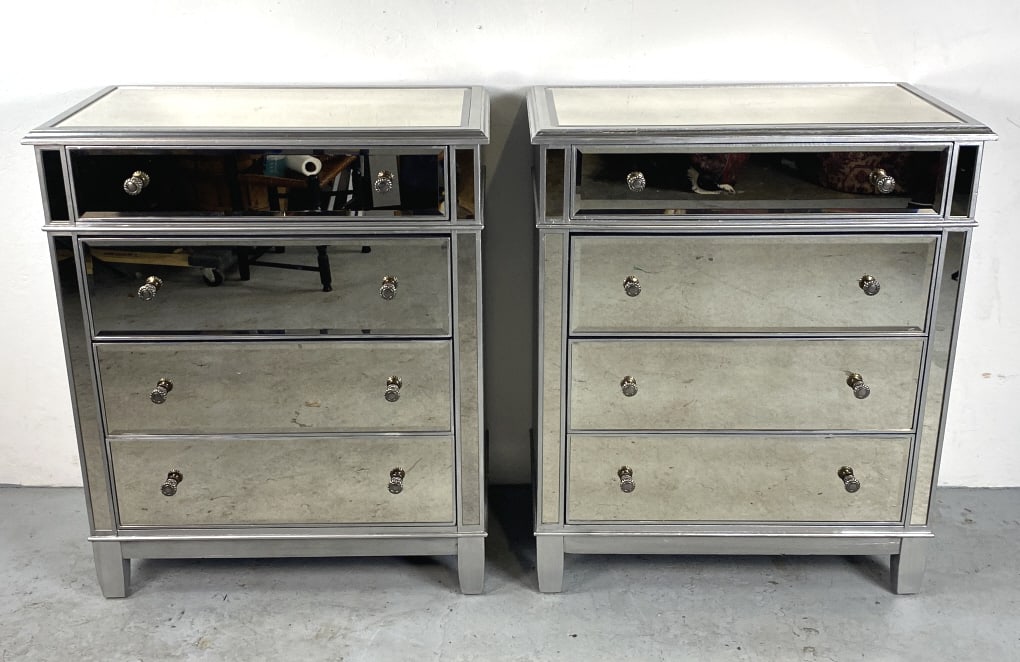 Pair of 4-Drawer Mirrored Chests (1 of 5)