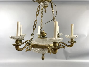 Neoclassical Style Bronze & Crystal Chandelier