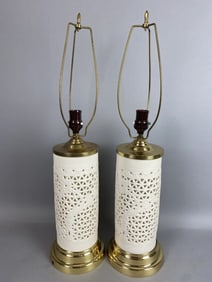 Pair of Pierced Blanc De Chine Lamps
