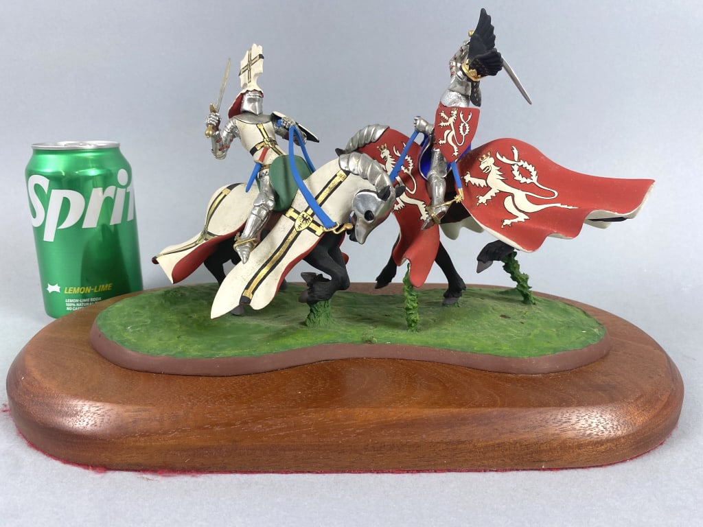 Rodden "Battle King of Bohemia vs Grand Master ": Brian Rodden "Battle King of Bohemia vs Grand Master of the Teutonic Knight #10/50". Paperwork included. Hand enameled pewter. 7 3/4hCondition: Good, and dusty.