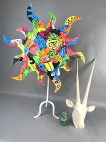 Hand Painted Pop Art Sun & Oryx Composite Mount