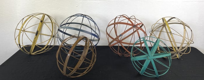 Group of 6 Decorative Painted  Metal Spheres