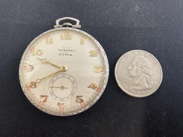 Tavannes CYMA Platinum and Diamond Pocket Watch