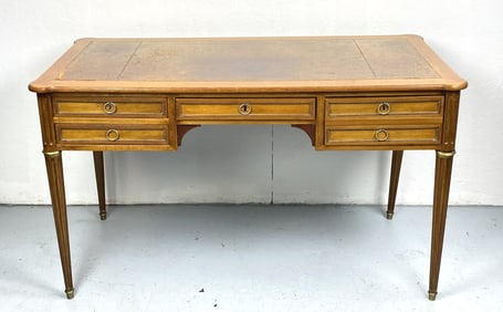 19th C. French Mahogany & Leather Top Bureau Plat