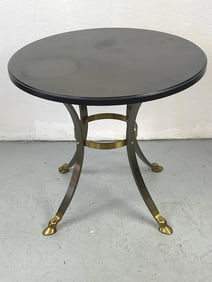 Contemporary Circular Steel Brass & Marble Table