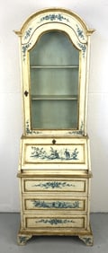 Florentine Style Decorated Slant Front Bookcase