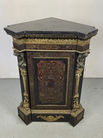 19th C. French Boulle Corner Cabinet Signed