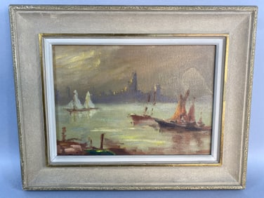 Leon Golding Seascape in Harbor