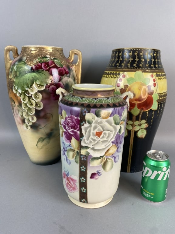 3 Porcelain Vases Nippon, Hoc Limoges (1 of 19)