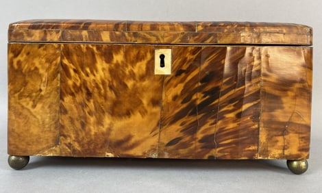 Antique Turtle Shell Covered Tea Caddy