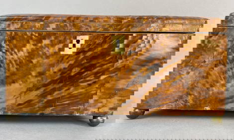 Antique Turtle Shell Covered Tea Caddy (1 of 6)