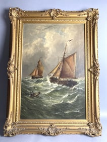 J. Harding 'Sailboats in Rough Seas'